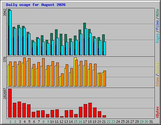 Daily usage for August 2026